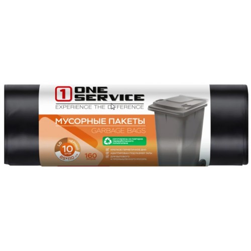 ONE service Пакеты для мусора Optimum LD 85*110см 160л/10шт черный (15 шт/ящ)